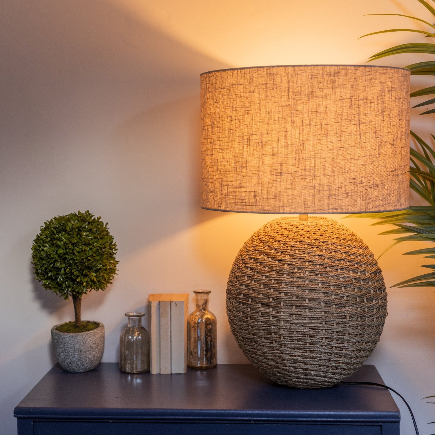Small Artificial Topiary Boxwood Ball in Stone Pot